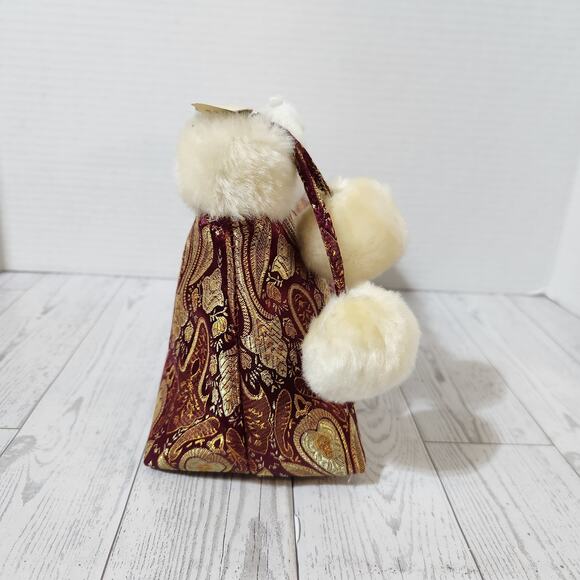 NWT Bath & Body Works Burgundy Damask Jacquard Shimmer Make up Bag Pom Pom OS - Picture 3 of 7